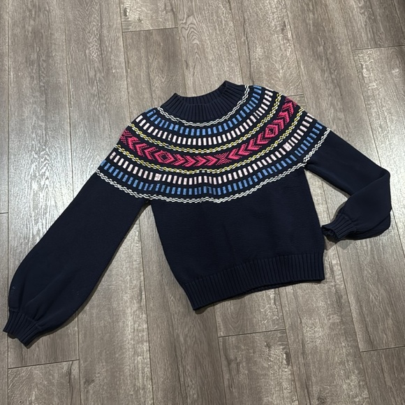 Rebecca Minkoff Raja Fair Isle Mock Neck Sweater S - Picture 2 of 5